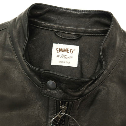 【中古】エンメティ EMMETI ラムスキン レザー シングルライダースジャケット ブラック【サイズ50】【 状態ランクB 】【 メンズ 】
