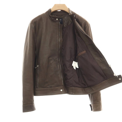 【中古】エンメティ EMMETI ラムスキン レザー 中綿入り シングルライダースジャケット ブラウン系【サイズ50】【 状態ランクC 】【 メンズ 】