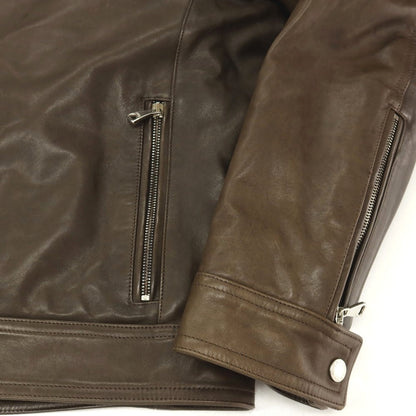 【中古】エンメティ EMMETI ラムスキン レザー 中綿入り シングルライダースジャケット ブラウン系【サイズ50】【 状態ランクC 】【 メンズ 】