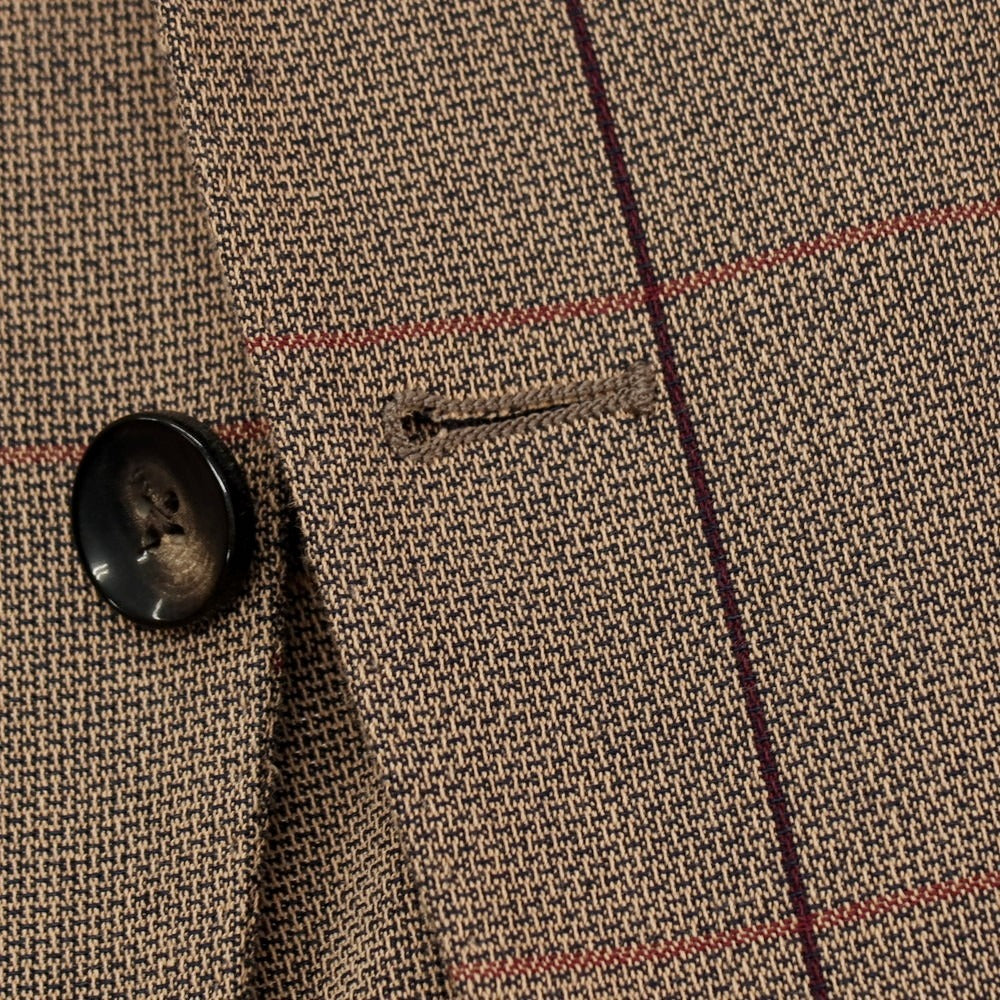 【中古】ラルディーニ LARDINI コットン チェック ピークドラペル 2B テーラードジャケット ブラウン【サイズ50】【 状態ランクA 】【 メンズ 】