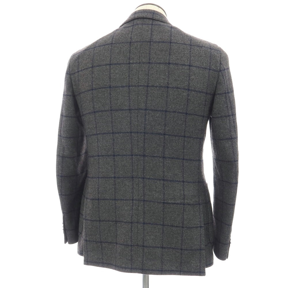 【中古】ラルディーニ LARDINI ウール ウィンドウペーンチェック 3B テーラードジャケット グレーxネイビー【サイズ50】【 状態ランクA 】【 メンズ 】
