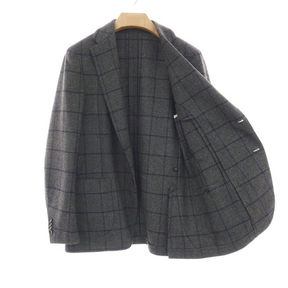 【中古】ラルディーニ LARDINI ウール ウィンドウペーンチェック 3B テーラードジャケット グレーxネイビー【サイズ50】【 状態ランクA 】【 メンズ 】