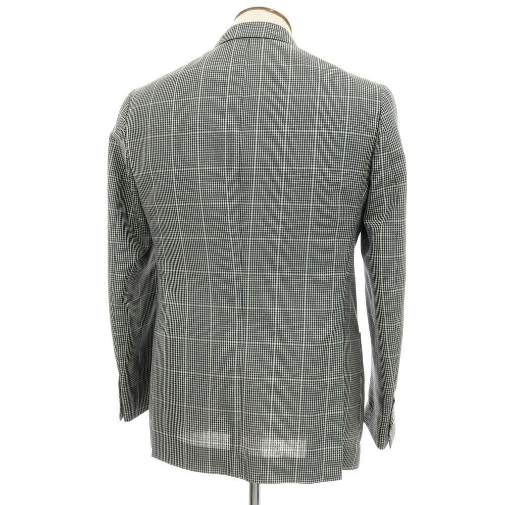 【中古】エリコフォルミコラ ERRICO FORMICOLA Vela ウールモヘヤシルク チェック 3B テーラードジャケット グリーン【サイズ50】【 状態ランクC 】【 メンズ 】