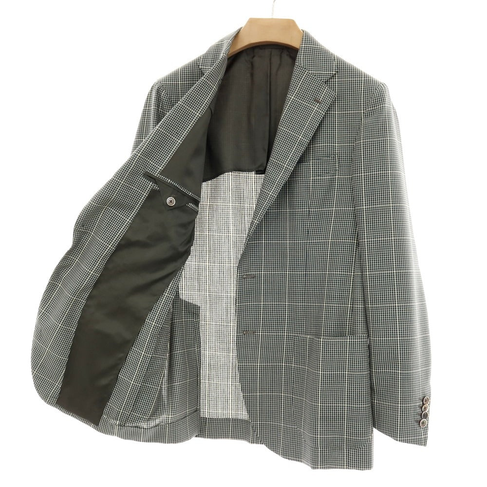【中古】エリコフォルミコラ ERRICO FORMICOLA Vela ウールモヘヤシルク チェック 3B テーラードジャケット グリーン【サイズ50】【 状態ランクC 】【 メンズ 】