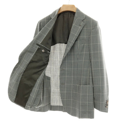 【中古】エリコフォルミコラ ERRICO FORMICOLA Vela ウールモヘヤシルク チェック 3B テーラードジャケット グリーン【サイズ50】【 状態ランクC 】【 メンズ 】