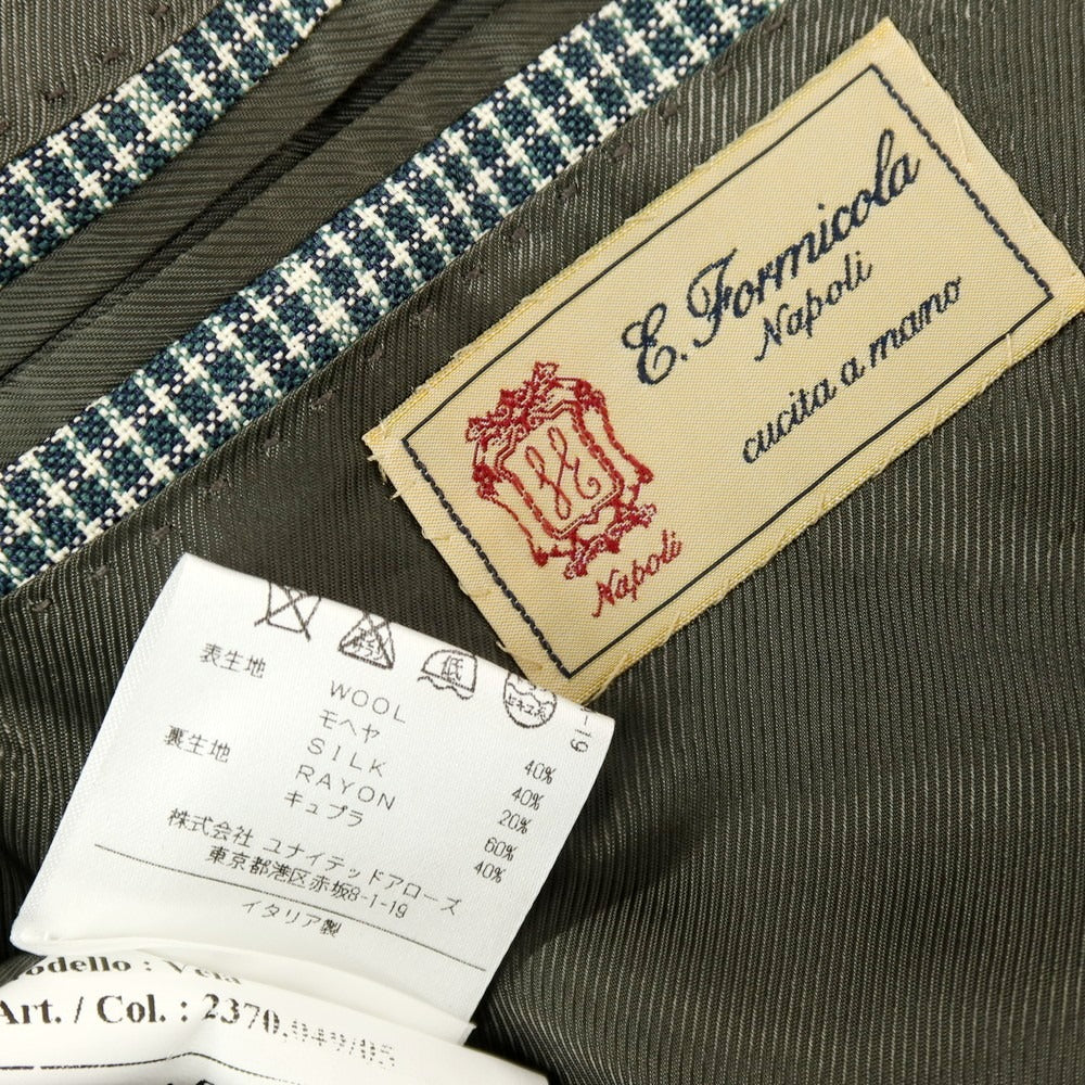 【中古】エリコフォルミコラ ERRICO FORMICOLA Vela ウールモヘヤシルク チェック 3B テーラードジャケット グリーン【サイズ50】【 状態ランクC 】【 メンズ 】