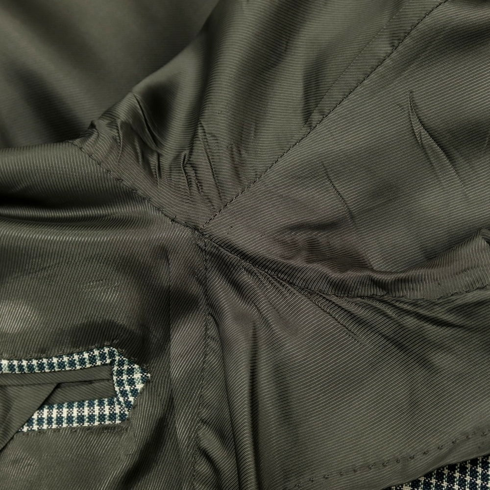 【中古】エリコフォルミコラ ERRICO FORMICOLA Vela ウールモヘヤシルク チェック 3B テーラードジャケット グリーン【サイズ50】【 状態ランクC 】【 メンズ 】