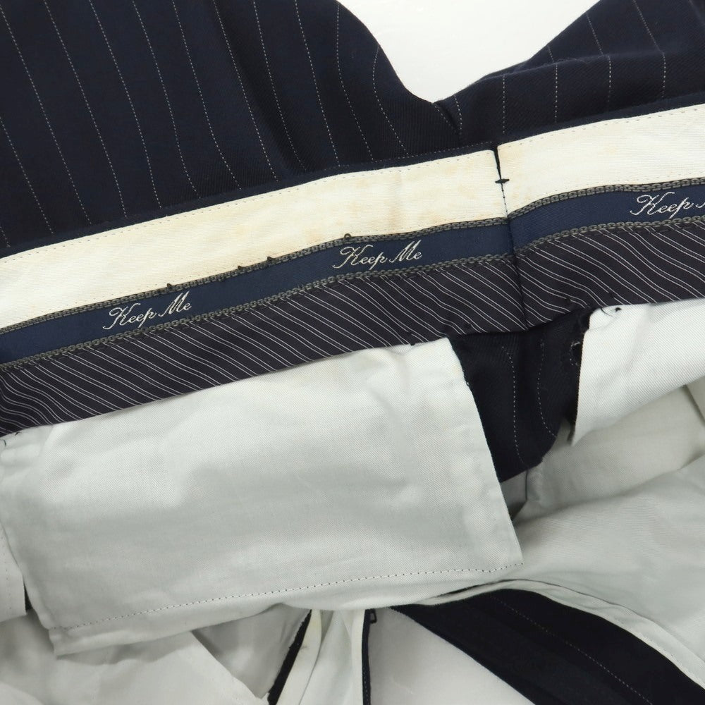 【中古】ラルディーニ LARDINI ウール ピンストライプ 3つボタンスーツ ネイビー【サイズ48】【 状態ランクD 】【 メンズ 】