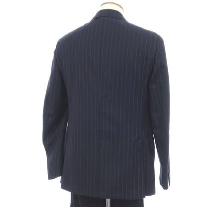 【中古】ラルディーニ LARDINI ウール ピンストライプ 3つボタンスーツ ネイビー【サイズ48】【 状態ランクD 】【 メンズ 】