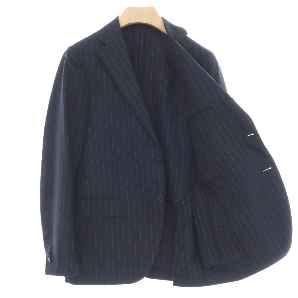 【中古】ラルディーニ LARDINI ウール ピンストライプ 3つボタンスーツ ネイビー【サイズ48】【 状態ランクD 】【 メンズ 】