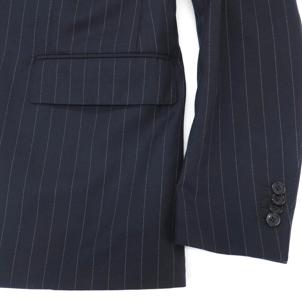 【中古】ラルディーニ LARDINI ウール ピンストライプ 3つボタンスーツ ネイビー【サイズ48】【 状態ランクD 】【 メンズ 】
