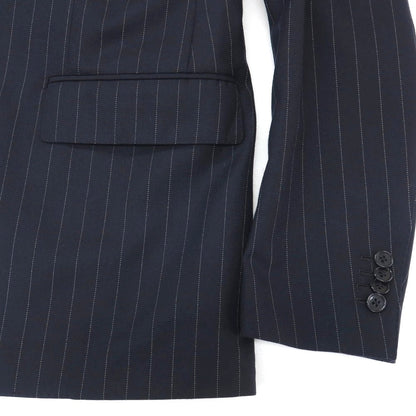 【中古】ラルディーニ LARDINI ウール ピンストライプ 3つボタンスーツ ネイビー【サイズ48】【 状態ランクD 】【 メンズ 】