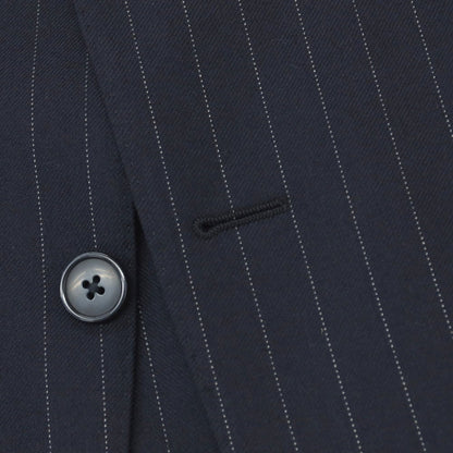 【中古】ラルディーニ LARDINI ウール ピンストライプ 3つボタンスーツ ネイビー【サイズ48】【 状態ランクD 】【 メンズ 】