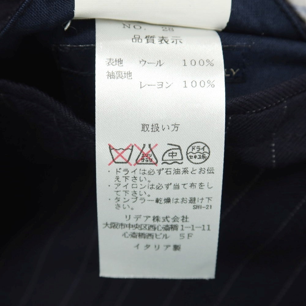 【中古】ラルディーニ LARDINI ウール ピンストライプ 3つボタンスーツ ネイビー【サイズ48】【 状態ランクD 】【 メンズ 】
