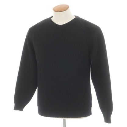 【中古】ウィリアムロッキー WILLIAM LOCKIE ウール クルーネック ミドルゲージ エルボーパッチ プルオーバーニット ブラック【サイズ38】【 状態ランクC 】【 メンズ 】