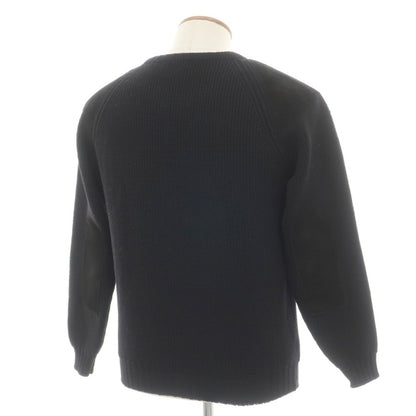 【中古】ウィリアムロッキー WILLIAM LOCKIE ウール クルーネック ミドルゲージ エルボーパッチ プルオーバーニット ブラック【サイズ38】【 状態ランクC 】【 メンズ 】