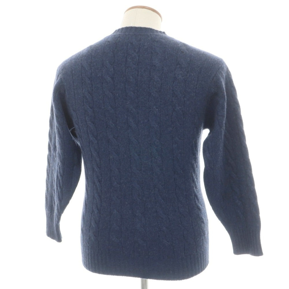 【中古】ウィリアムロッキー WILLIAM LOCKIE カシミヤ クルーネック ケーブル編み プルオーバーニット ネイビーブルー【サイズ40】【 状態ランクC 】【 メンズ 】