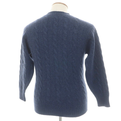 【中古】ウィリアムロッキー WILLIAM LOCKIE カシミヤ クルーネック ケーブル編み プルオーバーニット ネイビーブルー【サイズ40】【 状態ランクC 】【 メンズ 】