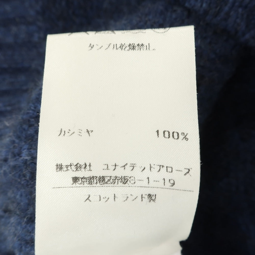 【中古】ウィリアムロッキー WILLIAM LOCKIE カシミヤ クルーネック ケーブル編み プルオーバーニット ネイビーブルー【サイズ40】【 状態ランクC 】【 メンズ 】