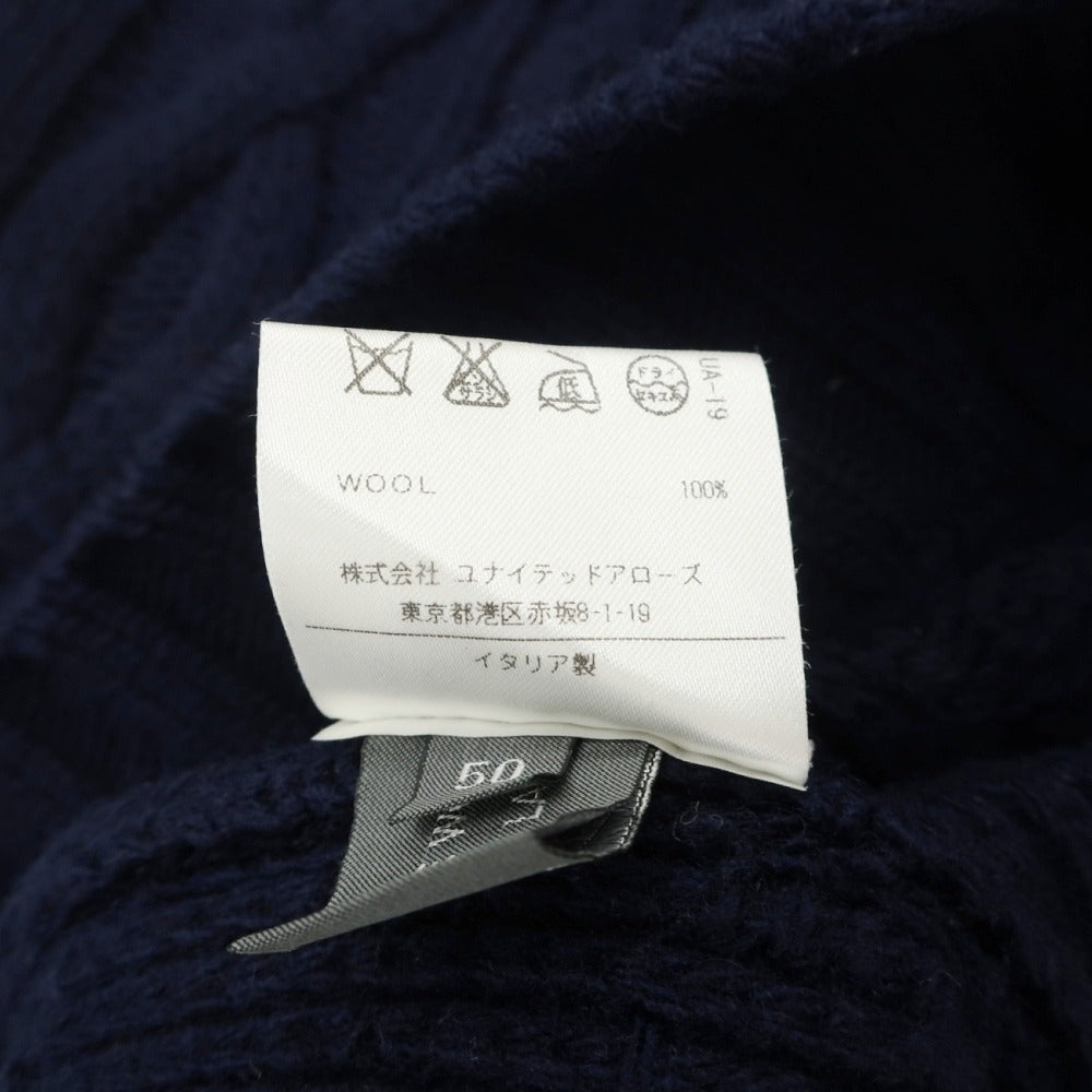【中古】グライ GRAY ウール モックネック ケーブル編み プルオーバーニット ネイビー【サイズ50】【 状態ランクC 】【 メンズ 】