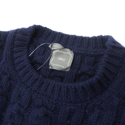 【中古】グライ GRAY ウール クルーネック ケーブル編み プルオーバーニット ネイビー【サイズ48】【 状態ランクC 】【 メンズ 】
