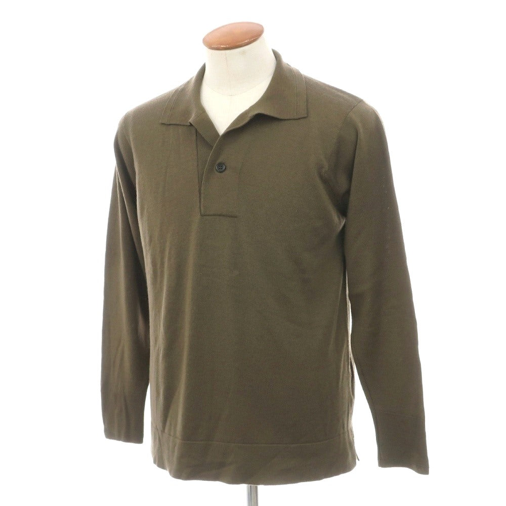 【中古】ジョンスメドレー JOHN SMEDLEY ウール ハイゲージ 長袖 ポロニット オリーブグリーン【サイズM】【 状態ランクB 】【 メンズ 】