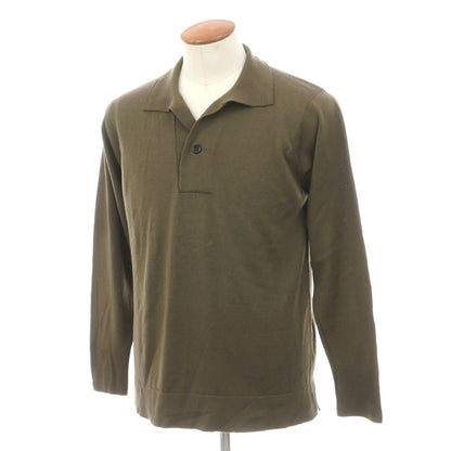 【中古】ジョンスメドレー JOHN SMEDLEY ウール ハイゲージ 長袖 ポロニット オリーブグリーン【サイズM】【 状態ランクB 】【 メンズ 】