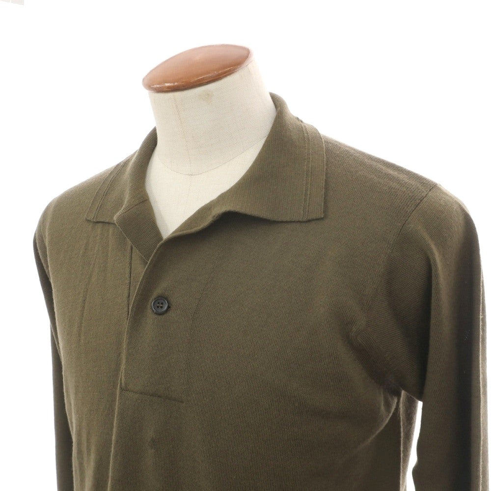 【中古】ジョンスメドレー JOHN SMEDLEY ウール ハイゲージ 長袖 ポロニット オリーブグリーン【サイズM】【 状態ランクB 】【 メンズ 】
