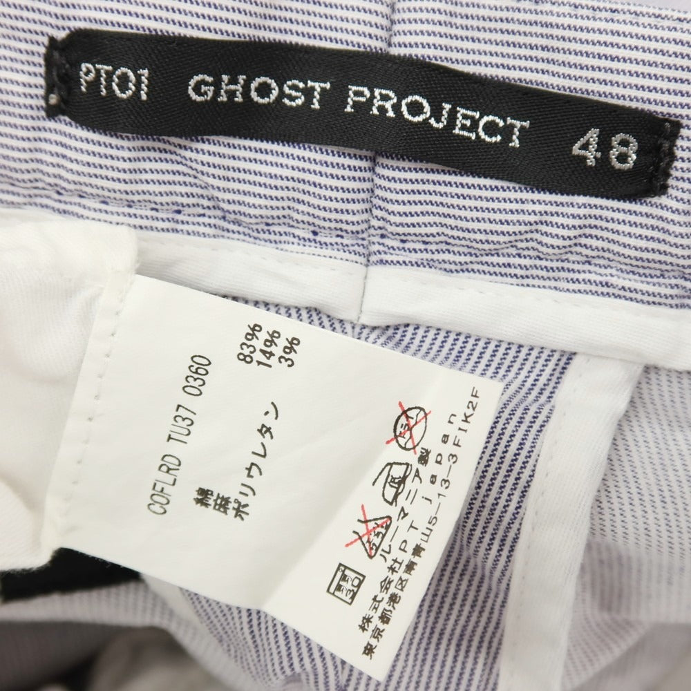 【中古】ピーティーゼロウーノ PT01 GHOST PROJECT RADA コットンリネンポリウレタン ストライプ イージースラックスパンツ ネイビーxホワイト【サイズ48】【 状態ランクC 】【 メンズ 】