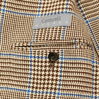 【中古】カンタレリ Cantarelli WASHED コットン チェック 3B テーラードジャケット ブラウン【サイズ46】【 状態ランクD 】【 メンズ 】