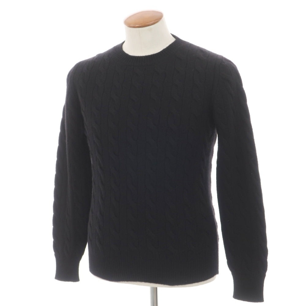 【中古】バフィー BAFY カシミヤ クルーネック ケーブル編み プルオーバーニット ブラック【サイズ46】【 状態ランクB 】【 メンズ 】