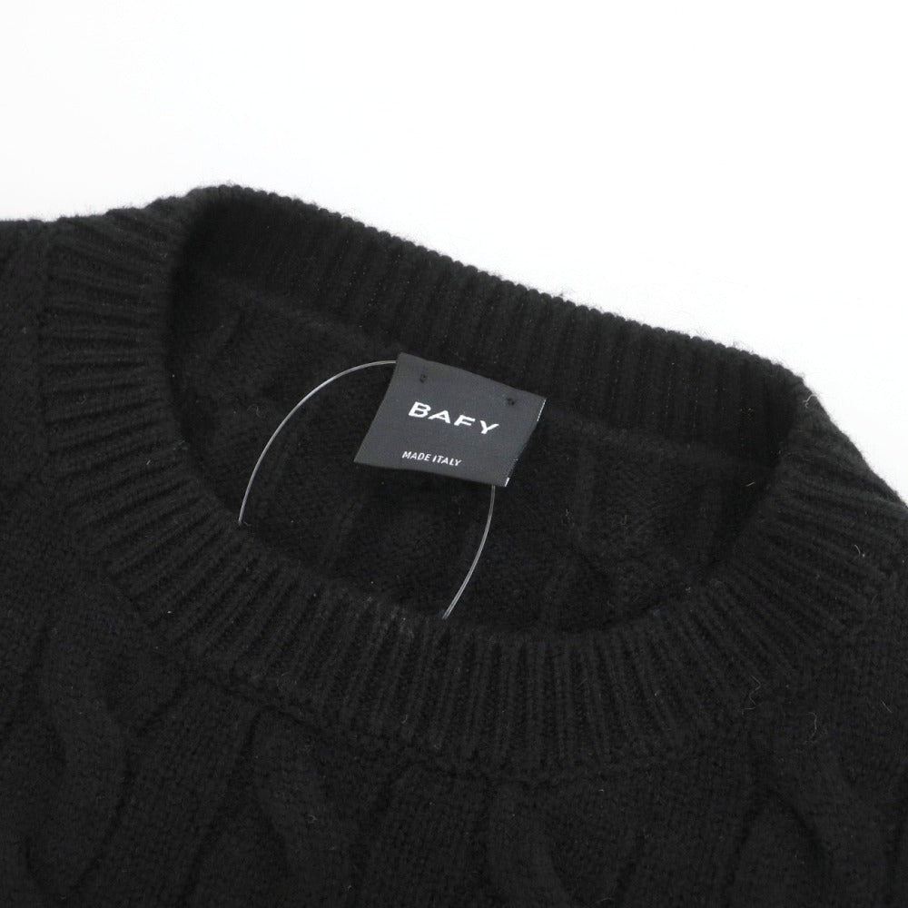 【中古】バフィー BAFY カシミヤ クルーネック ケーブル編み プルオーバーニット ブラック【サイズ46】【 状態ランクB 】【 メンズ 】