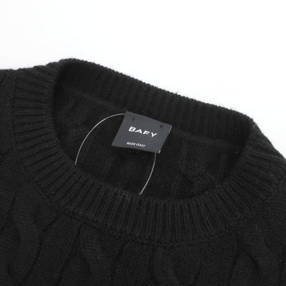 【中古】バフィー BAFY カシミヤ クルーネック ケーブル編み プルオーバーニット ブラック【サイズ46】【 状態ランクB 】【 メンズ 】