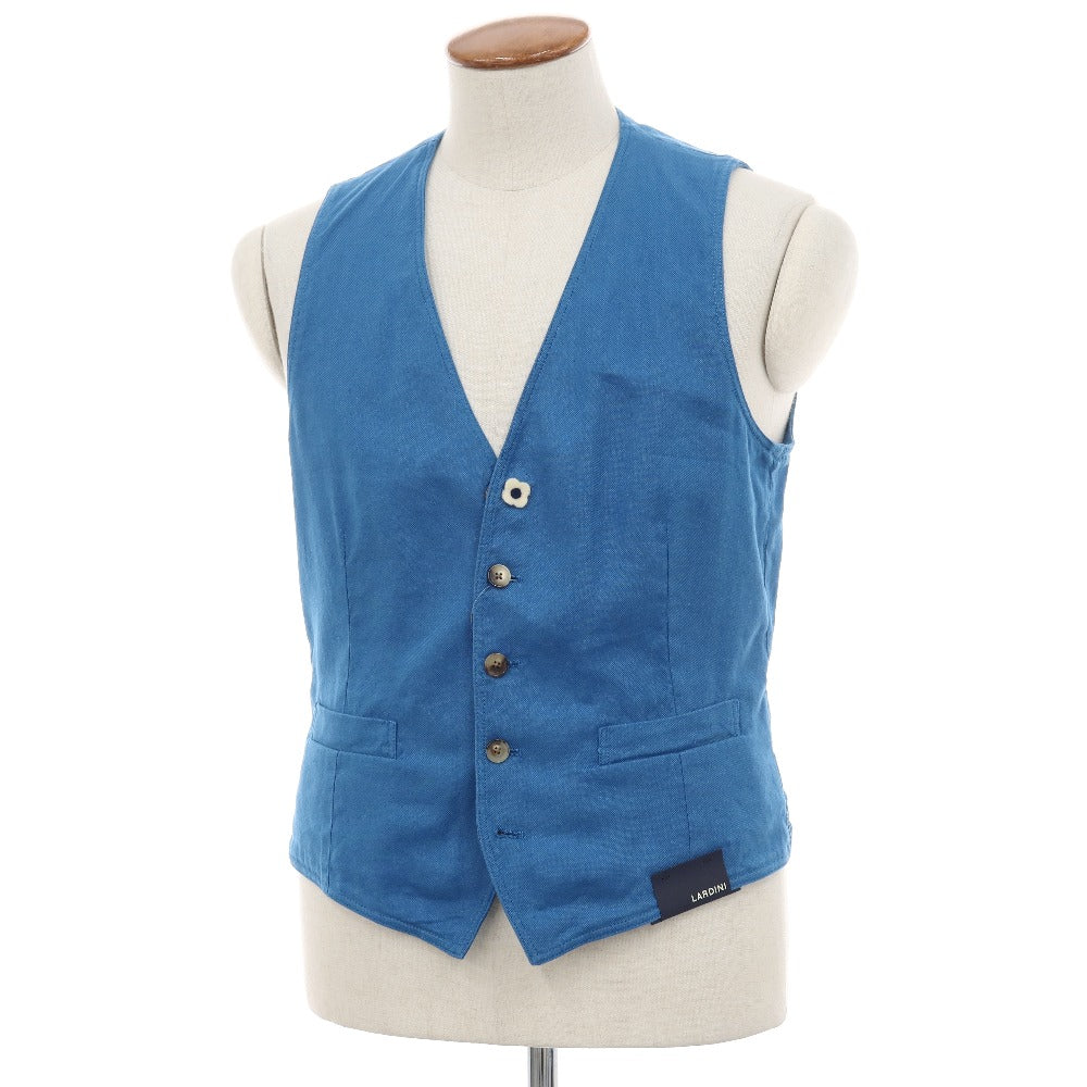 【中古】ラルディーニ LARDINI ストレッチ リネンコットン カジュアル系ジレ ベスト ブルー【サイズ46】【 状態ランクA 】【 メンズ 】