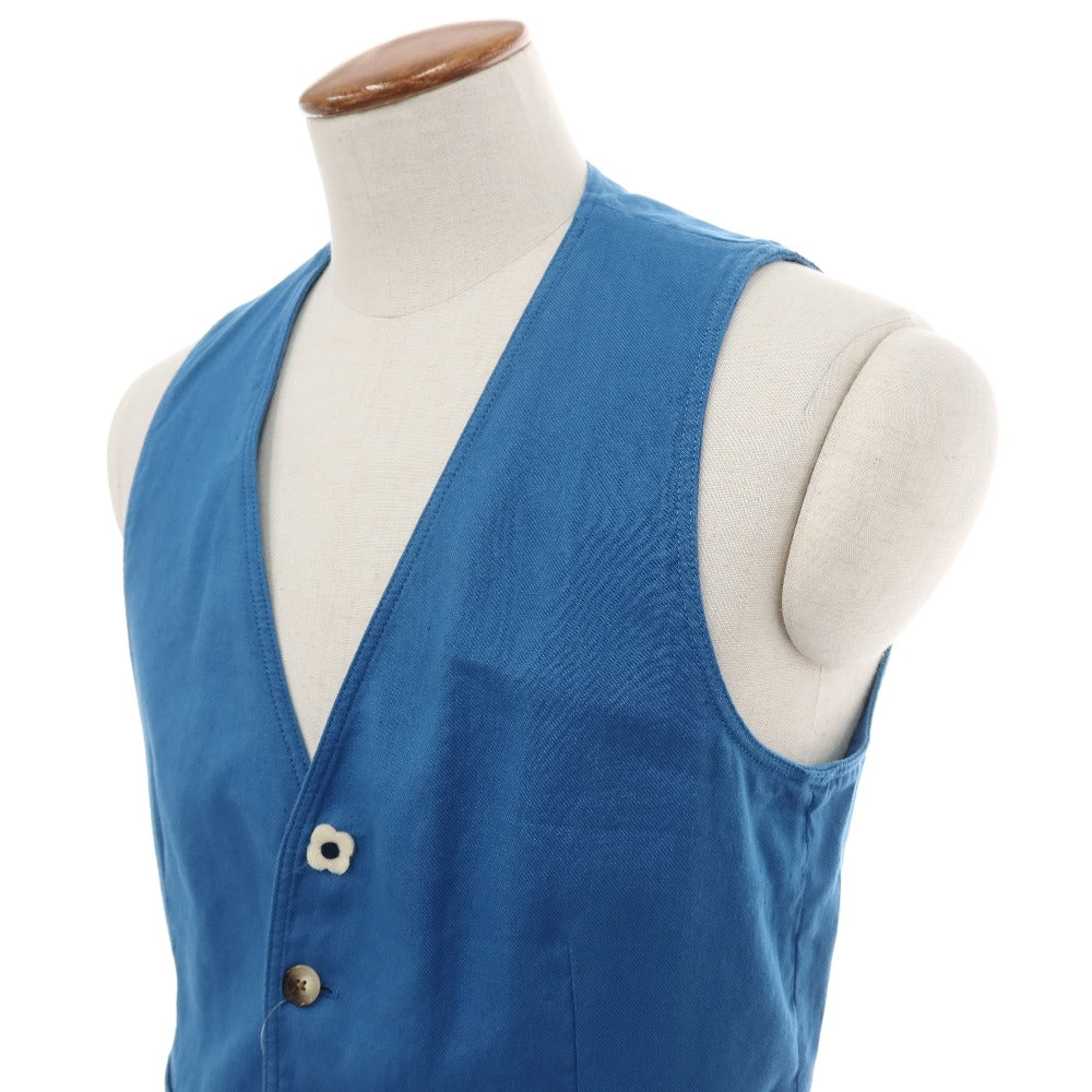 【中古】ラルディーニ LARDINI ストレッチ リネンコットン カジュアル系ジレ ベスト ブルー【サイズ46】【 状態ランクA 】【 メンズ 】