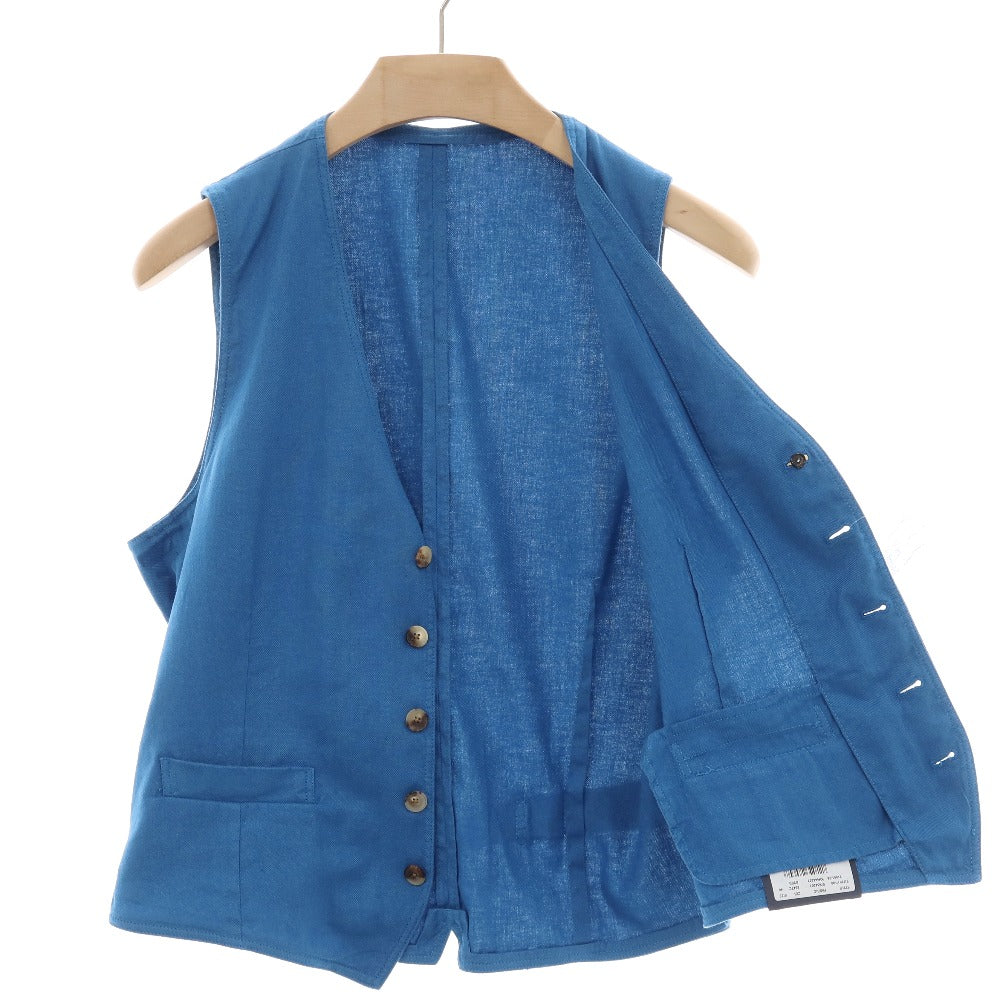 【中古】ラルディーニ LARDINI ストレッチ リネンコットン カジュアル系ジレ ベスト ブルー【サイズ46】【 状態ランクA 】【 メンズ 】