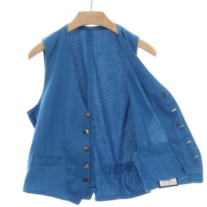 【中古】ラルディーニ LARDINI ストレッチ リネンコットン カジュアル系ジレ ベスト ブルー【サイズ46】【 状態ランクA 】【 メンズ 】