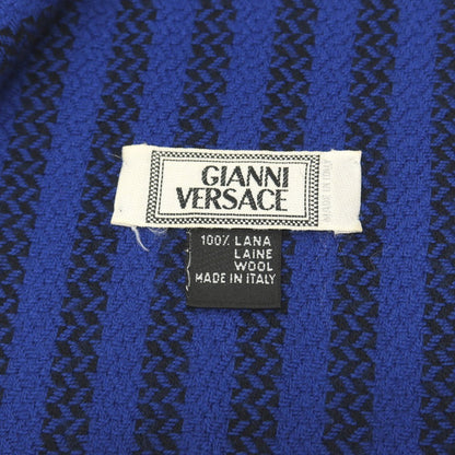 【中古】ジャンニ ヴェルサーチ Gianni Versace ウール チェック ストール ロイヤルブルーxブラック【 状態ランクA 】【 メンズ 】