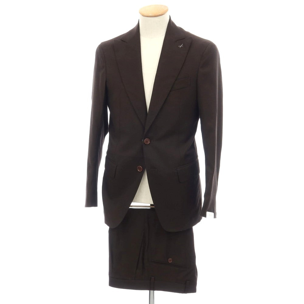 【新品】デペトリロ DE PETRILLO コットンシルク 2つボタンスーツ ダークブラウン【サイズ44 Drop 8】【 状態ランクN 】【 メンズ 】