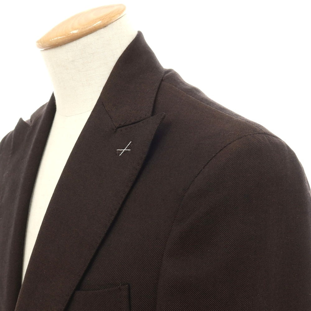 【新品】デペトリロ DE PETRILLO コットンシルク 2つボタンスーツ ダークブラウン【サイズ44 Drop 8】【 状態ランクN 】【 メンズ 】