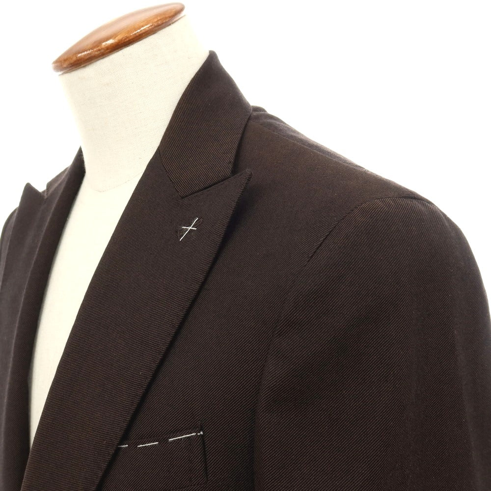 【新品】デペトリロ DE PETRILLO コットンシルク 2つボタンスーツ ダークブラウン【サイズ46 Drop 8】【 状態ランクN 】【 メンズ 】