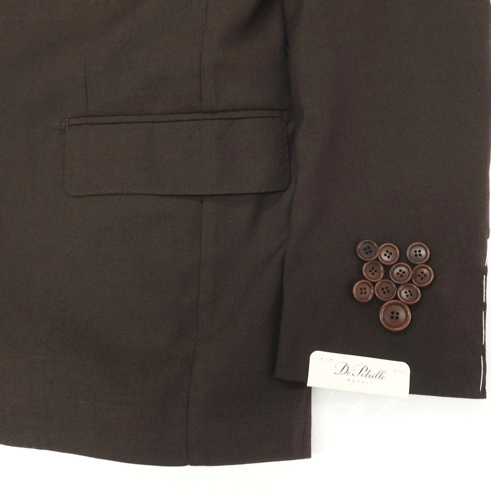 【新品】デペトリロ DE PETRILLO コットンシルク 2つボタンスーツ ダークブラウン【サイズ46 Drop 8】【 状態ランクN 】【 メンズ 】