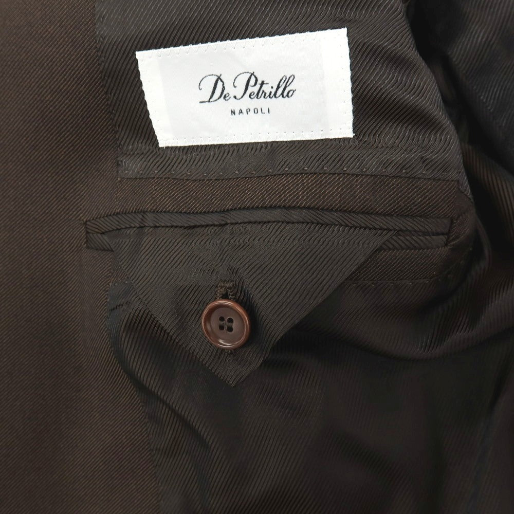 【新品】デペトリロ DE PETRILLO コットンシルク 2つボタンスーツ ダークブラウン【サイズ46 Drop 8】【 状態ランクN 】【 メンズ 】