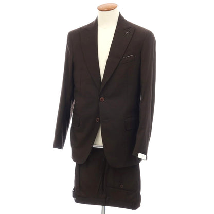 【新品】デペトリロ DE PETRILLO コットンシルク 2つボタンスーツ ダークブラウン【サイズ48 Drop 8】【 状態ランクN 】【 メンズ 】