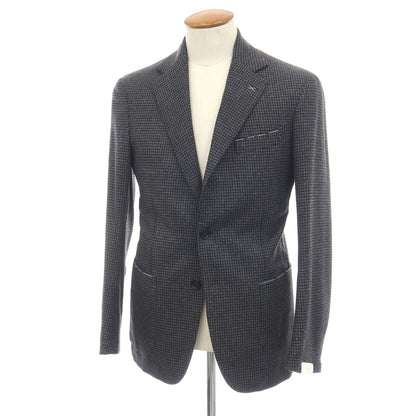 【新品】デペトリロ DE PETRILLO カシミヤ ハウンドトゥース 3B テーラードジャケット グレーxブラック【サイズ46 Drop 8】【 状態ランクN 】【 メンズ 】