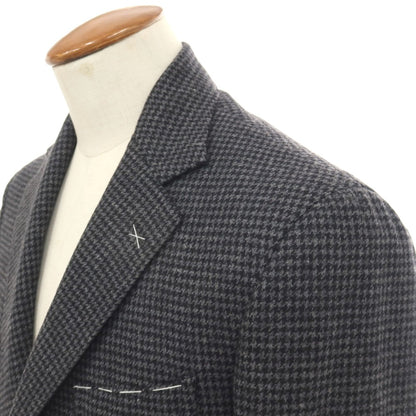 【新品】デペトリロ DE PETRILLO カシミヤ ハウンドトゥース 3B テーラードジャケット グレーxブラック【サイズ46 Drop 8】【 状態ランクN 】【 メンズ 】