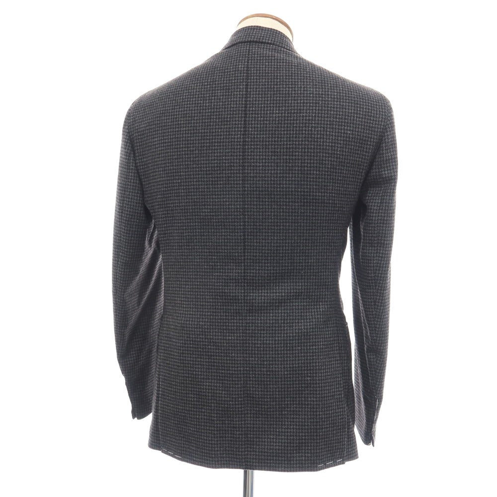 【新品】デペトリロ DE PETRILLO カシミヤ ハウンドトゥース 3B テーラードジャケット グレーxブラック【サイズ46 Drop 8】【 状態ランクN 】【 メンズ 】