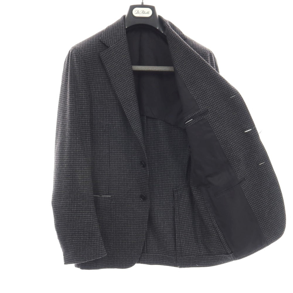 【新品】デペトリロ DE PETRILLO カシミヤ ハウンドトゥース 3B テーラードジャケット グレーxブラック【サイズ46 Drop 8】【 状態ランクN 】【 メンズ 】