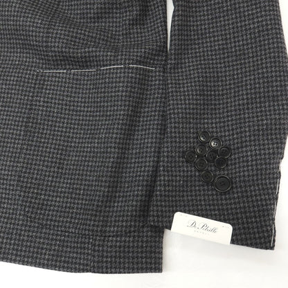 【新品】デペトリロ DE PETRILLO カシミヤ ハウンドトゥース 3B テーラードジャケット グレーxブラック【サイズ46 Drop 8】【 状態ランクN 】【 メンズ 】