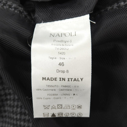 【新品】デペトリロ DE PETRILLO カシミヤ ハウンドトゥース 3B テーラードジャケット グレーxブラック【サイズ46 Drop 8】【 状態ランクN 】【 メンズ 】